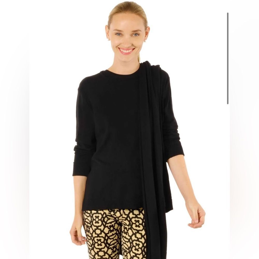 Gretchen Scott Designs Black Sneek A Peek Crewneck Knit Sweater Size Small